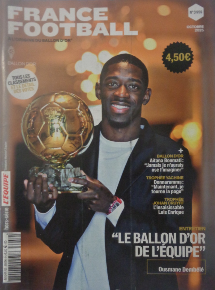 France Football octobre 2025 Ousmane Dembélé - Ballon d'or - Football authentique - Revue Vintage