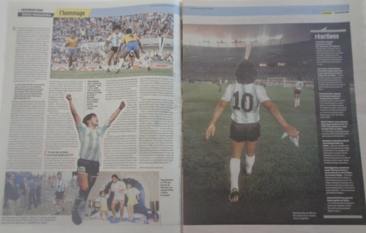 Journal l'équipe 26/11/2020 Dieu est mort - Diego Maradona - Hommage - Vue 3 - Journal L'Équipe