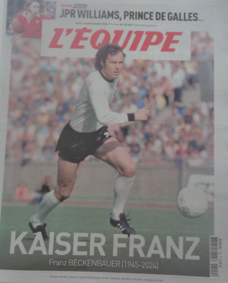 Journal l'équipe 09/01/2024 Franz Beckenbauer - Le Kaiser du football allemand - Hommage - Journal L'Équipe authentique - Revue Vintage