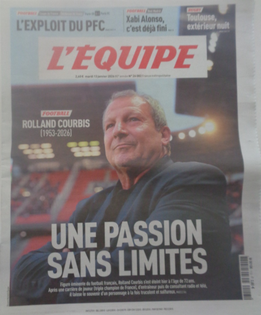 Journal l'équipe 13/01/2026 Rolland Courbis - une passion sans limites - OM - Marseille - Hommage - Journal L'Équipe authentique - Revue Vintage