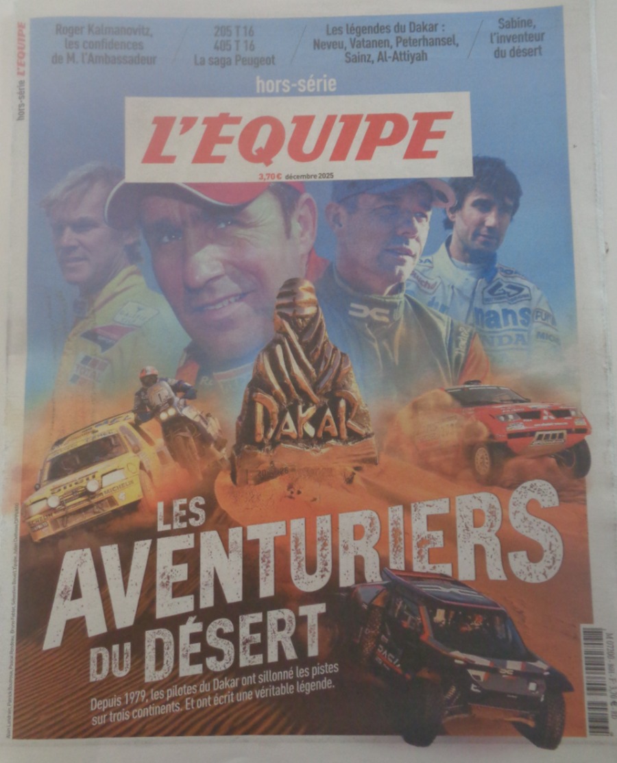 Journal l'équipe décembre 2025 Les aventuriers du désert depuis 1979 - Paris Dakar - Hors série - Journal L'Équipe authentique - Revue Vintage