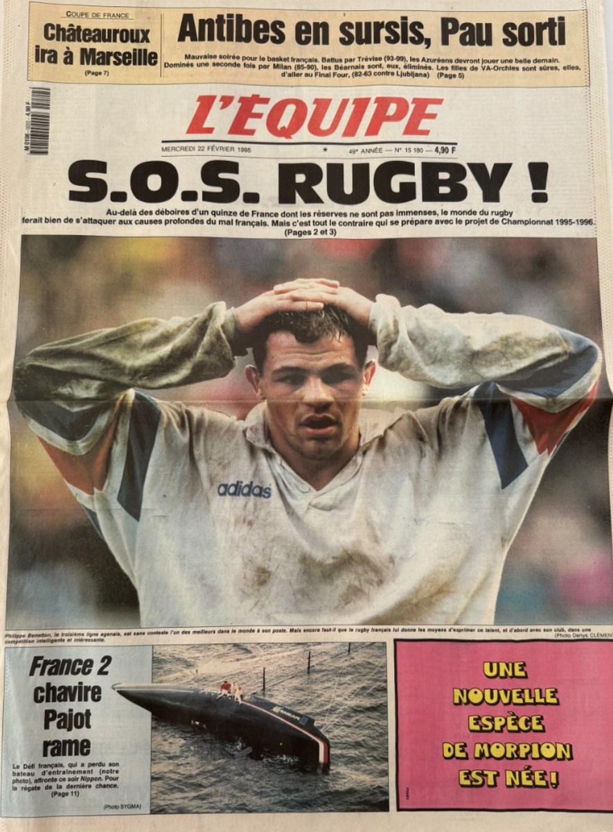 Journal l'équipe 22/02/1995 S.O.S rugby - XV de France / Écosse - Journal L'Équipe authentique - Revue Vintage