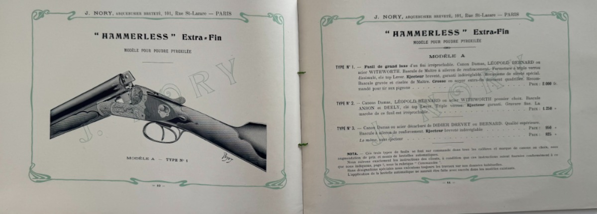 19eme - Catalogue d'armes de Paris J.Nory - Fusils de chasse - Armes de tir - Pistolet - Revolver - Vue 3 - Divers