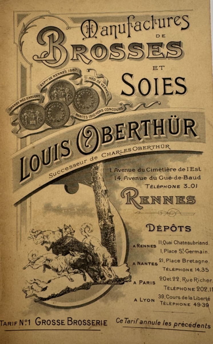 Catalogue manufactures de brosses et soies - Louis Oberthür - Rennes - Divers authentique - Revue Vintage