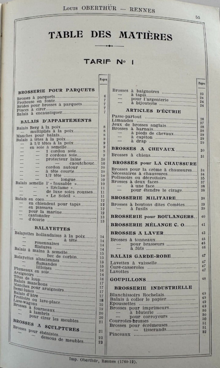 Catalogue manufactures de brosses et soies - Louis Oberthür - Rennes - Vue 8 - Divers