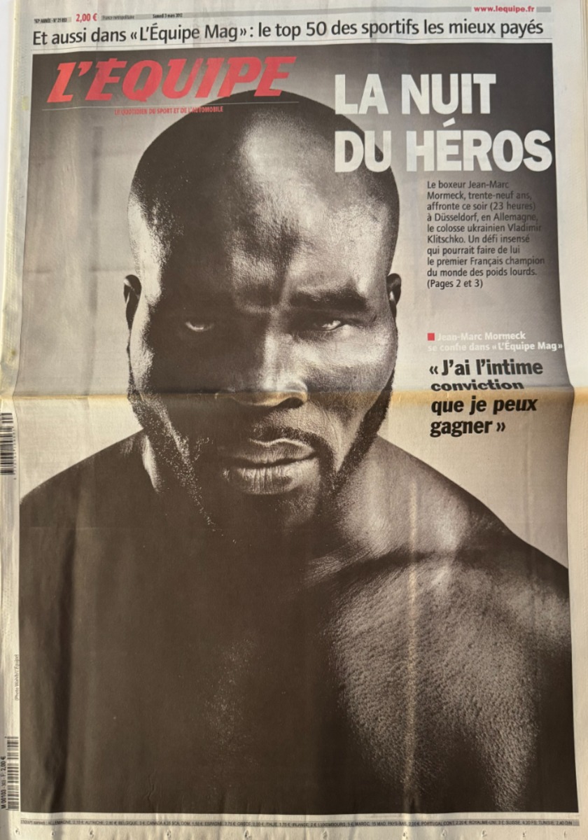 Journal l'équipe 03/03/2012 La nuit du Héros - Mormeck / Klitschko - Boxe - Journal L'Équipe authentique - Revue Vintage