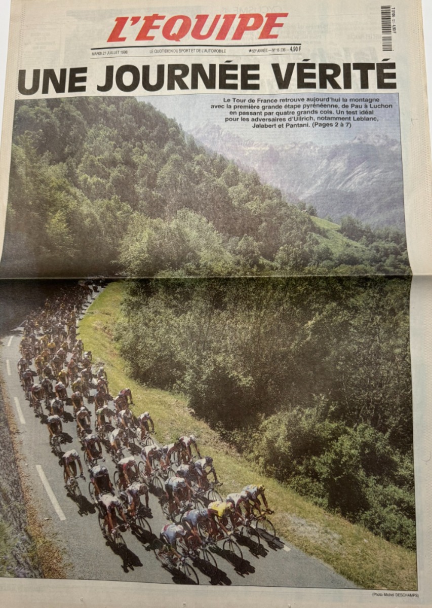 Journal l'équipe 21/07/1998 Une journée vérité - 1er étape dans les Pyrénées - Tour de France - Journal L'Équipe authentique - Revue Vintage