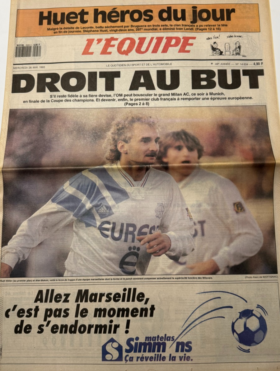 Journal l'équipe 26/05/1993 Droit au But - Finale Marseille / Milan AC - Coupe d'Europe - OM - Football - Journal L'Équipe authentique - Revue Vintage