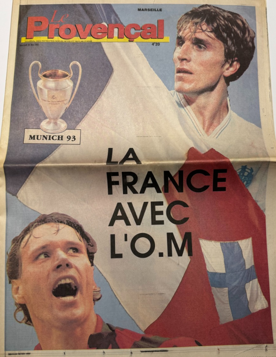 Le Provençal 26/05/1993 La France avec l'OM - Finale Marseille / Milan AC - Coupe d'Europe de Football - Football authentique - Revue Vintage