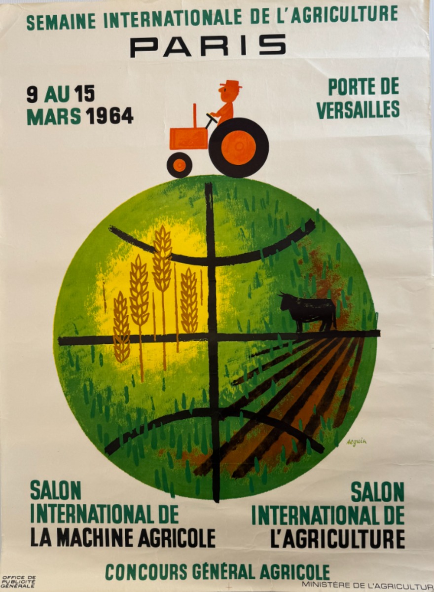 Affiche 1er salon international de l'agriculture porte de Versailles Paris 1964 - Publicitaire authentique - Revue Vintage