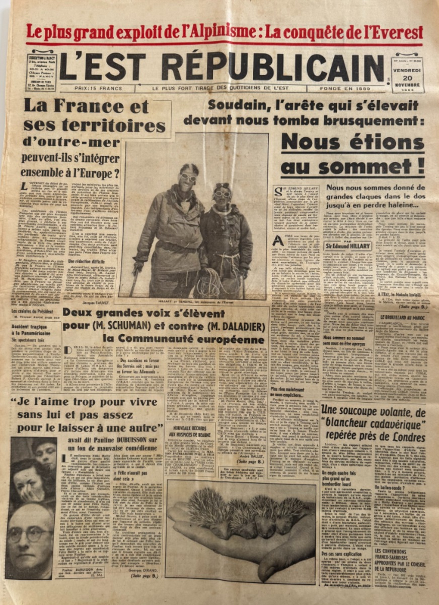 L'Est républicain 20/11/1953 La conquête de l'Everest - le plus grand exploit de l'Alpinisme - Montagne - Autres authentique - Revue Vintage