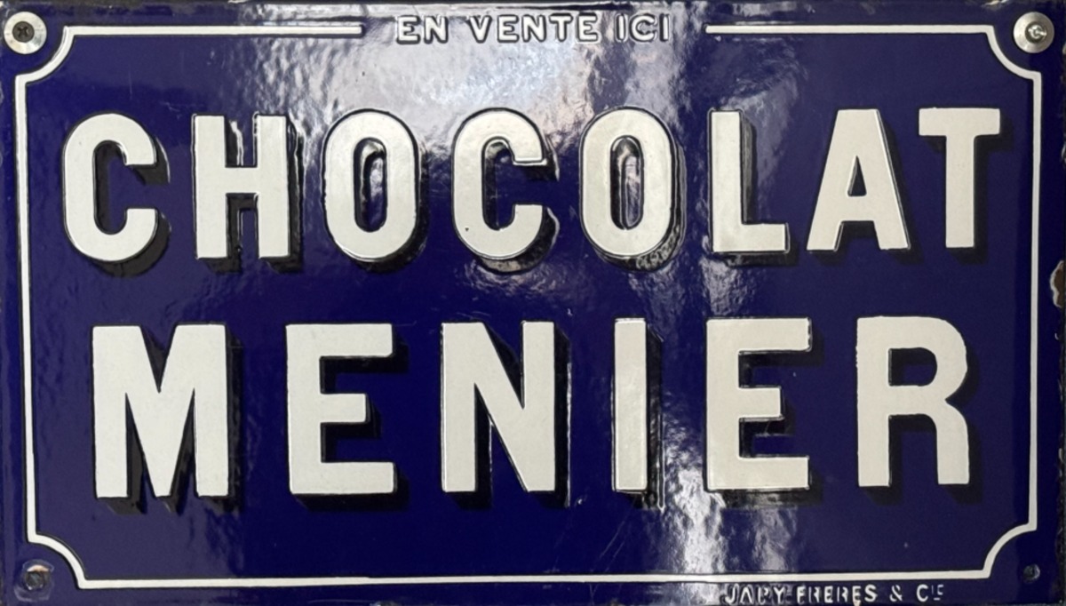 Plaque émaillée Chocolat Meunier - Japy Frères - Publicitaire authentique - Revue Vintage