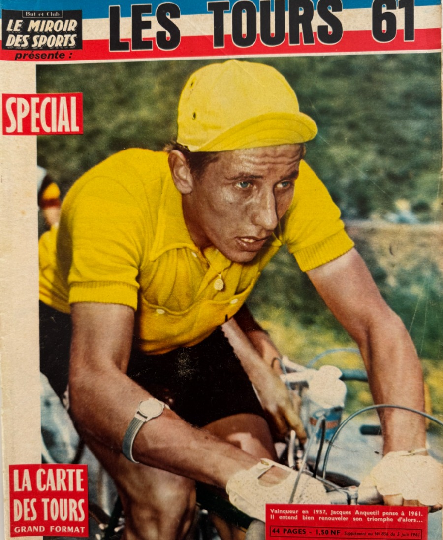 Miroir des sports 1961 - Tour de France 61 - Vainqueur Jacques Anquetil avec la carte du Tour - Cyclisme authentique - Revue Vintage