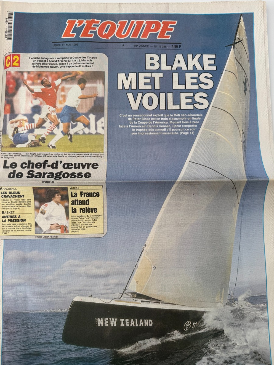 Journal l'équipe 11/05/1995 Peter blake met les voiles - Coupe de l'America - Jeux Olympiques authentique - Revue Vintage