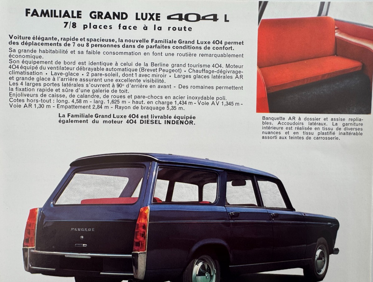 Catalogue Peugeot 404 année 1963 - Vue 2 - Auto