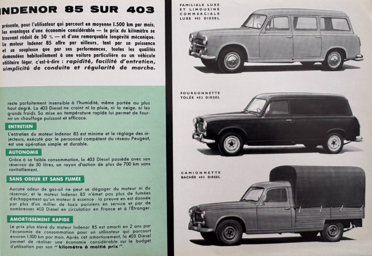 Catalogue Peugeot 403 diesel année 1961 - Vue 2 - Auto