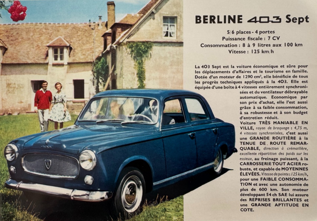Catalogue Peugeot 403 Berline - Grand Luxe - Cabriolet - année 1961 - Vue 2 - Auto