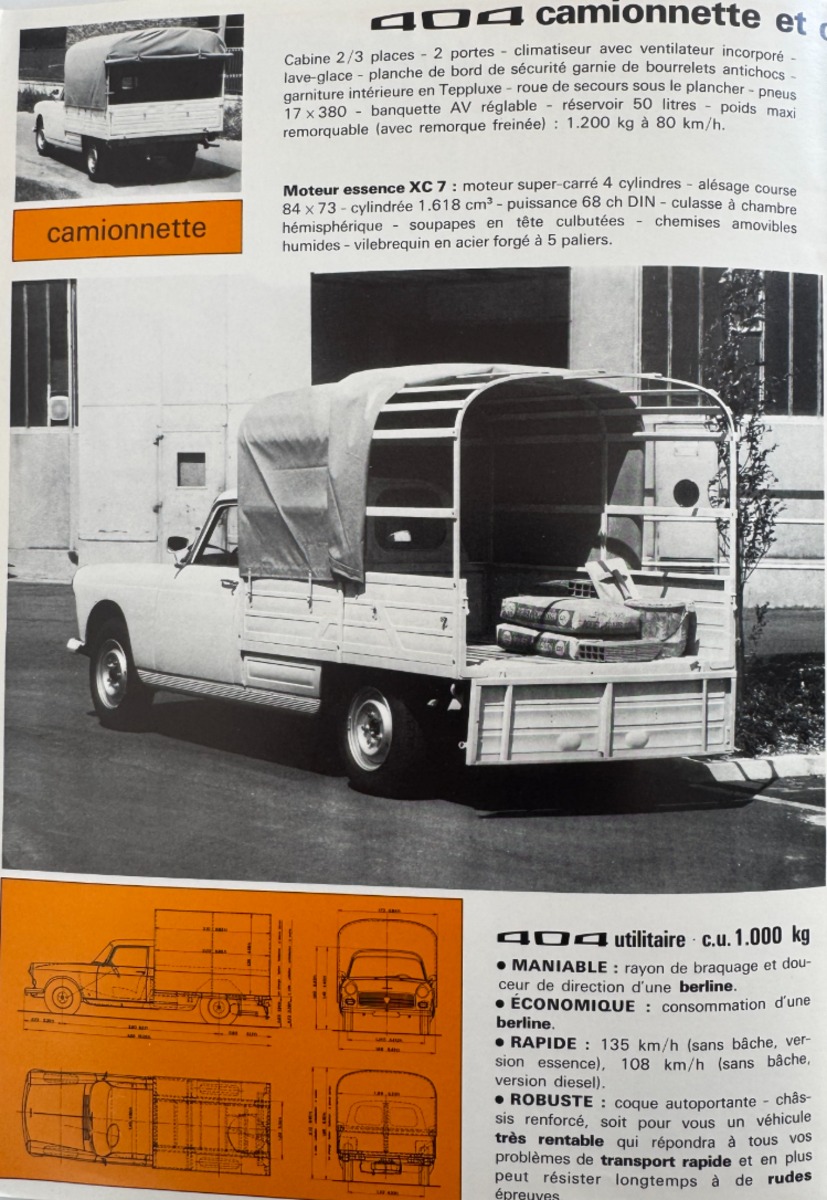 Catalogue Peugeot 404 utilitaire - année 1976 - Vue 2 - Auto