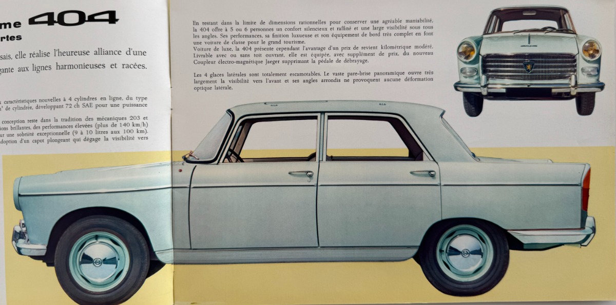 Catalogue Peugeot 404 tourisme - année 1960 - Vue 2 - Auto