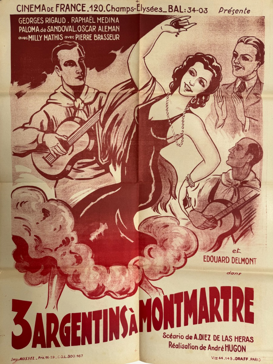 Affiche cinéma 3 Argentins a Montmartre 1941 - Cinéma authentique - Revue Vintage