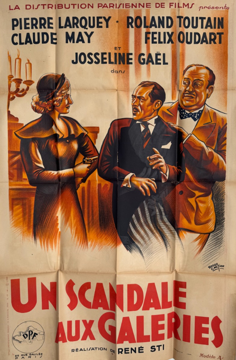 Affiche cinéma - Un scandale aux galeries 1937 - Cinéma authentique - Revue Vintage