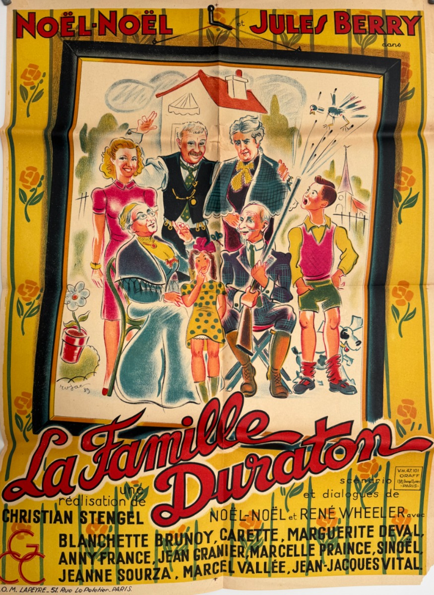 Affiche cinéma - La famille Duraton 1939 - Cinéma authentique - Revue Vintage