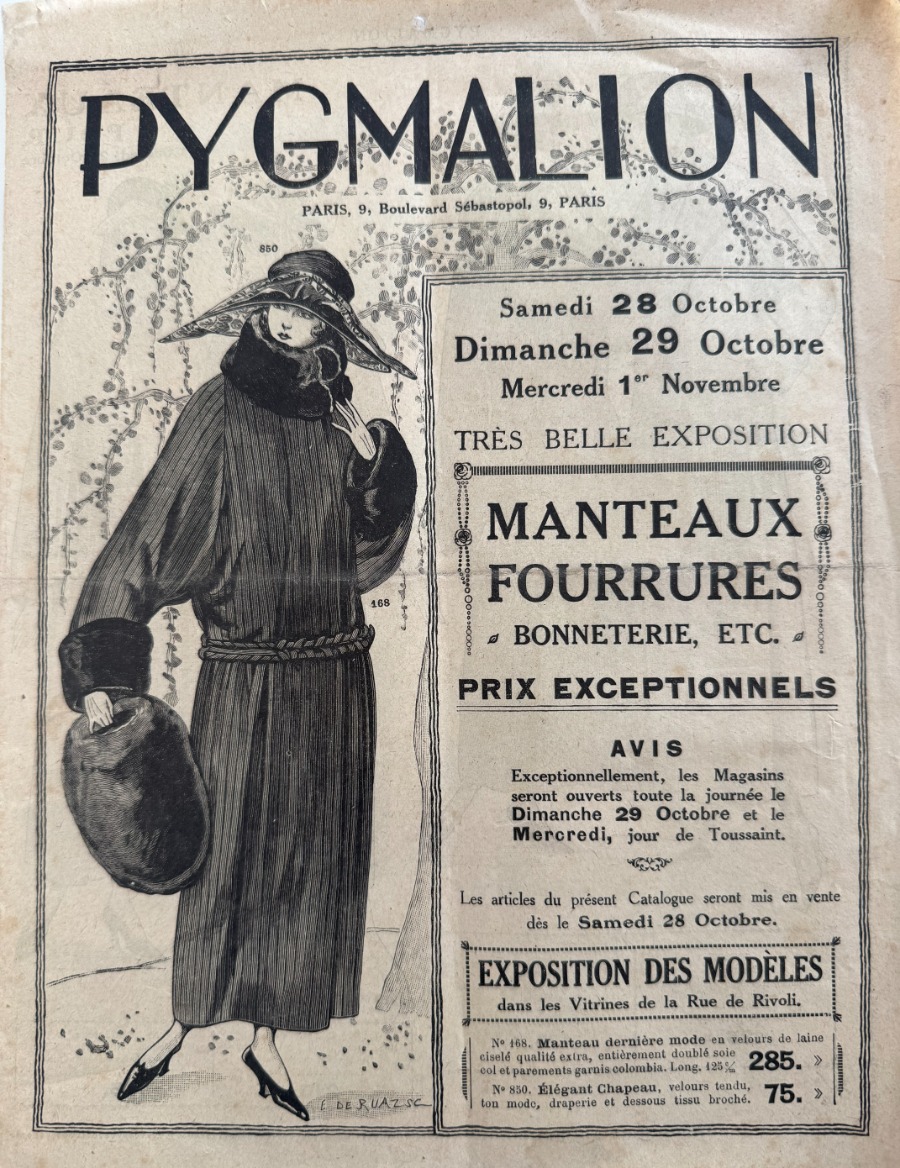 Catalogue Pygmalion - Mode - Vêtements - Chapeaux - Fourrures - Grands Magasins authentique - Revue Vintage