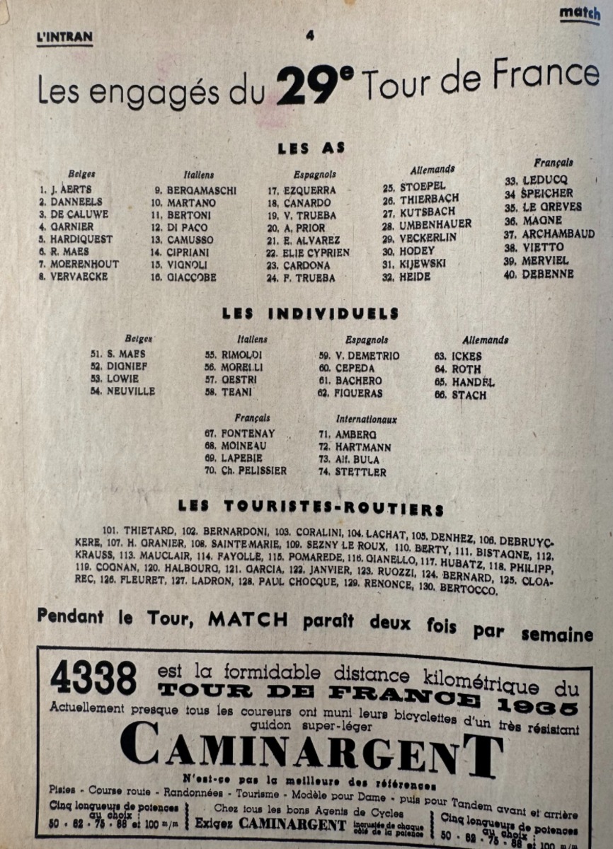 L'intransigeant - Match l'intran - Programme du Tour de France 1935 - N° spécial gratuit - Vue 2 - Cyclisme