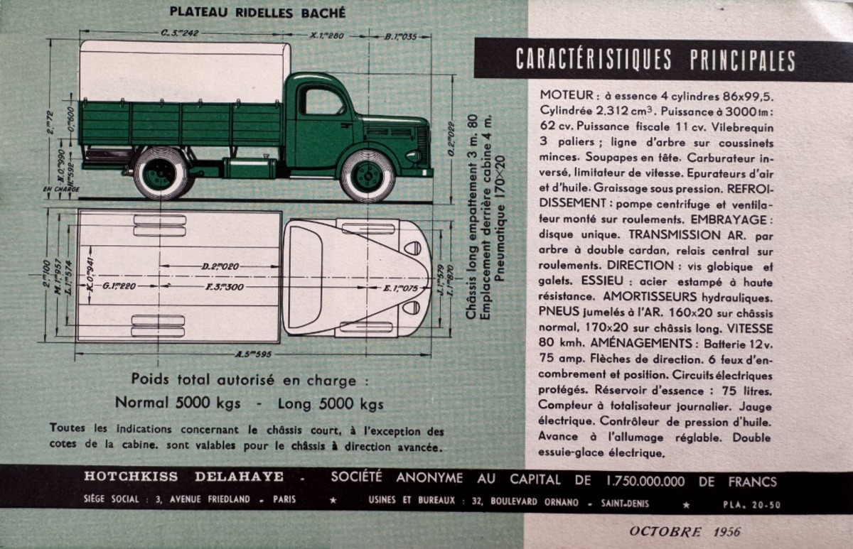 Catalogue Hotchkiss - Poids lourd - camion 1956 - Vue 2 - Auto