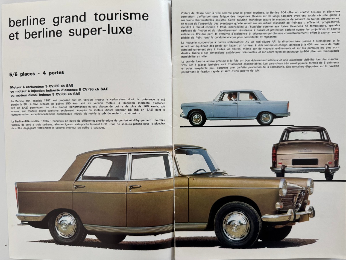 Catalogue Peugeot 404 Berline - Grand tourisme - Super Luxe - Vue 2 - Auto