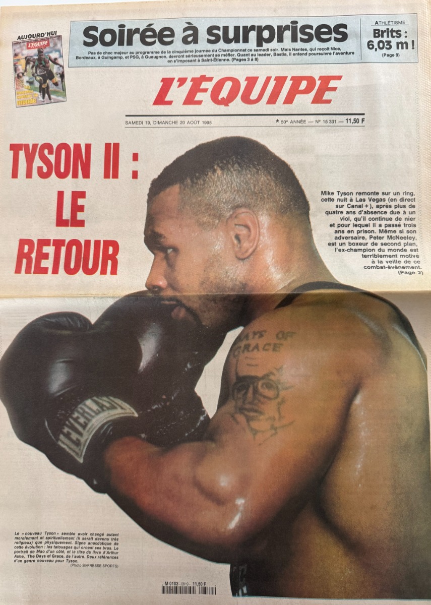 Journal l'équipe 19/08/1995 Tyson II le retour - Tyson / McNeeley en 89 secondes - Boxe - Journal L'Équipe authentique - Revue Vintage