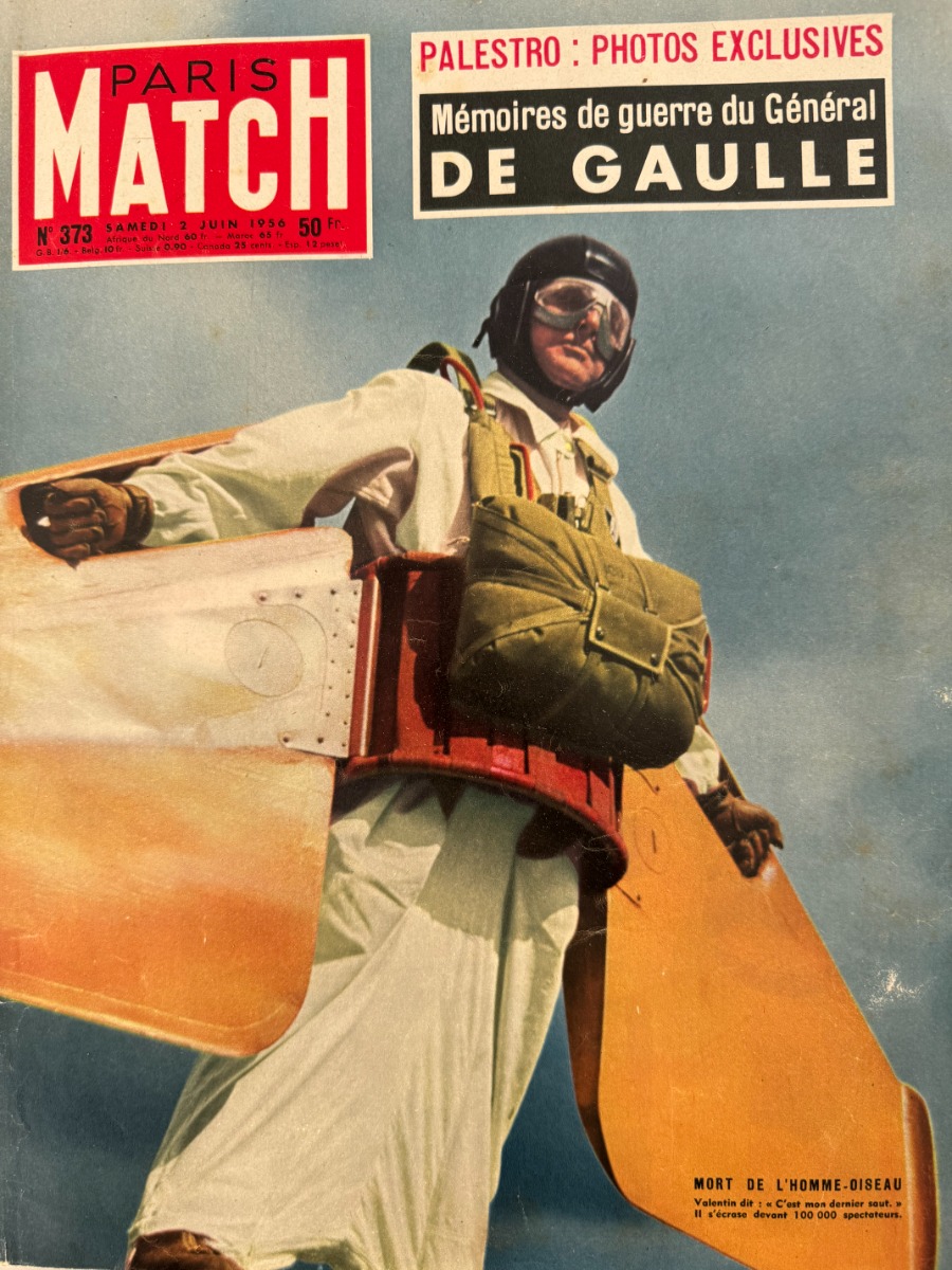 Paris Match - Mort de l'homme volant 1956 N° 373 - Paris Match authentique - Revue Vintage
