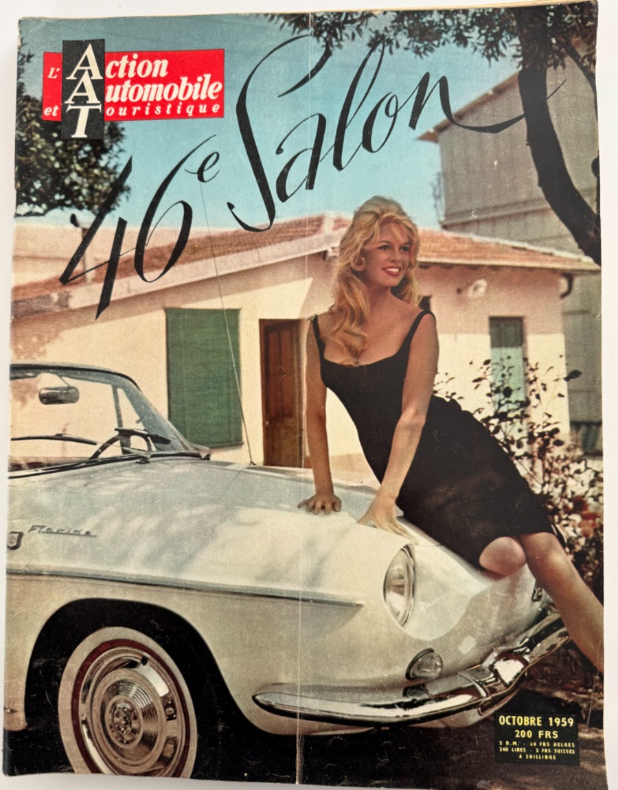 Salon de l'automobile 1959 en couverture Brigitte Bardot - Auto authentique - Revue Vintage