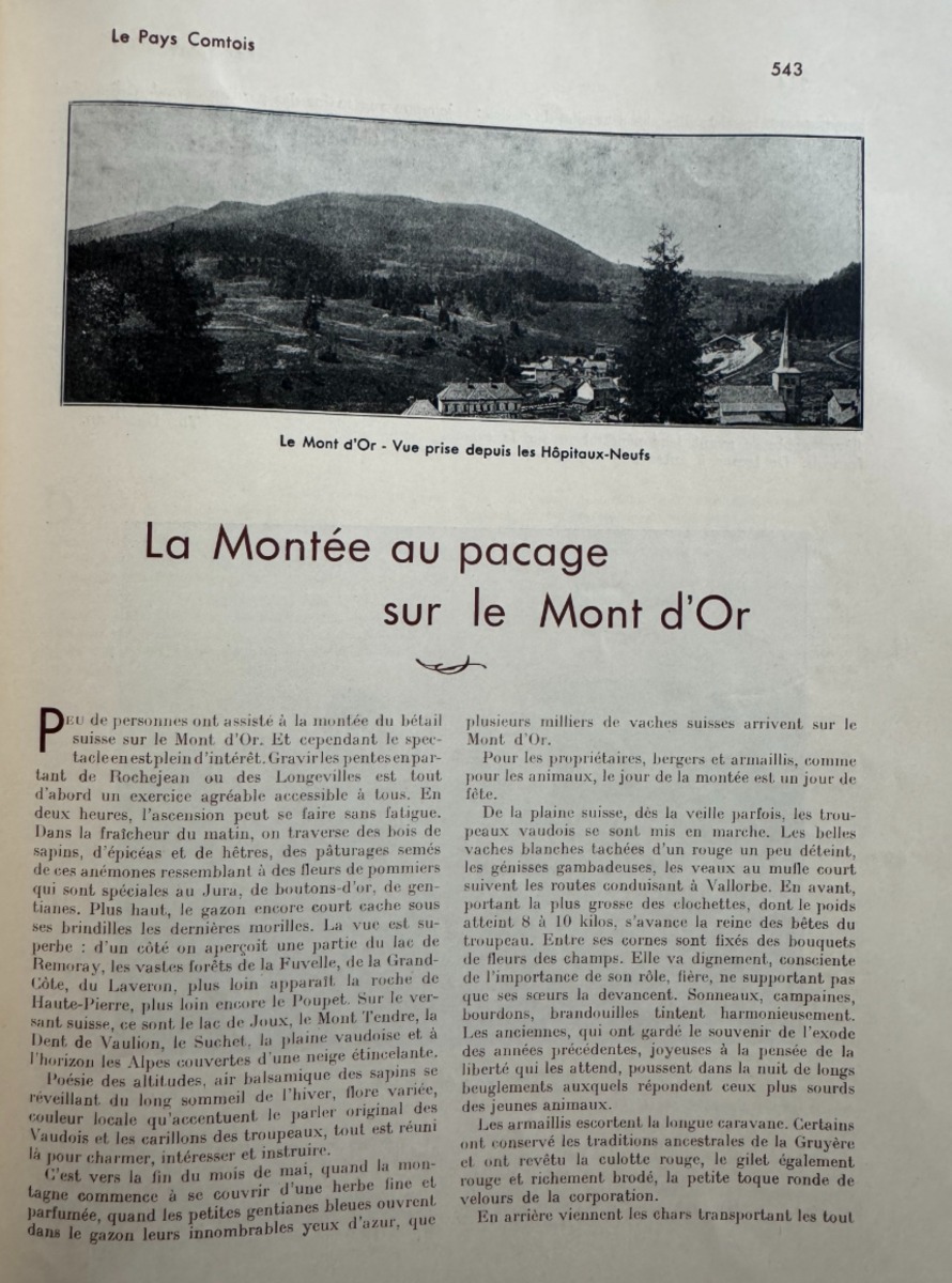 Le Pays Comtois Le Haut Doubs 1933 - Le patois - Le Mont d'Or - Montbenoit - Morteau - Saugets - Vue 5 - Doubs