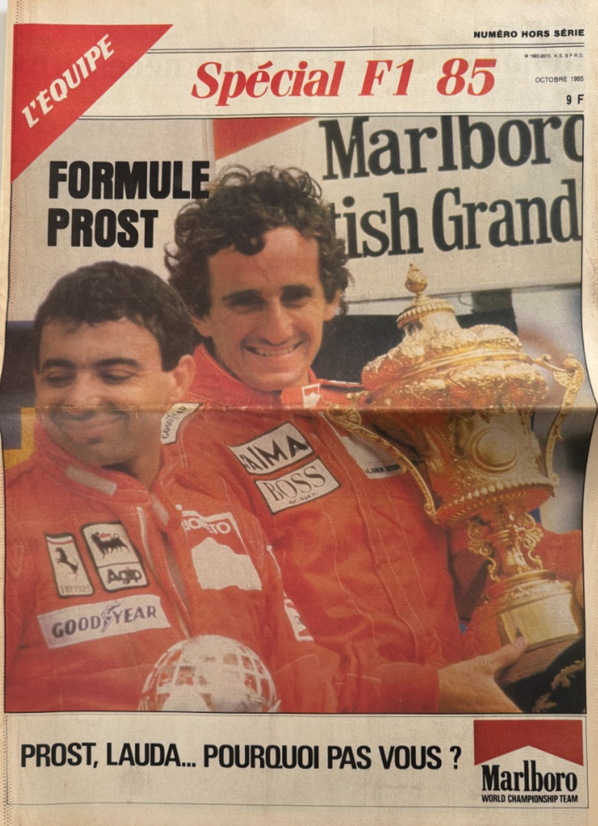 Journal l'équipe octobre 1985  N° hors série - Alain Prost Champion du Monde - Formule 1 - Journal L'Équipe authentique - Revue Vintage