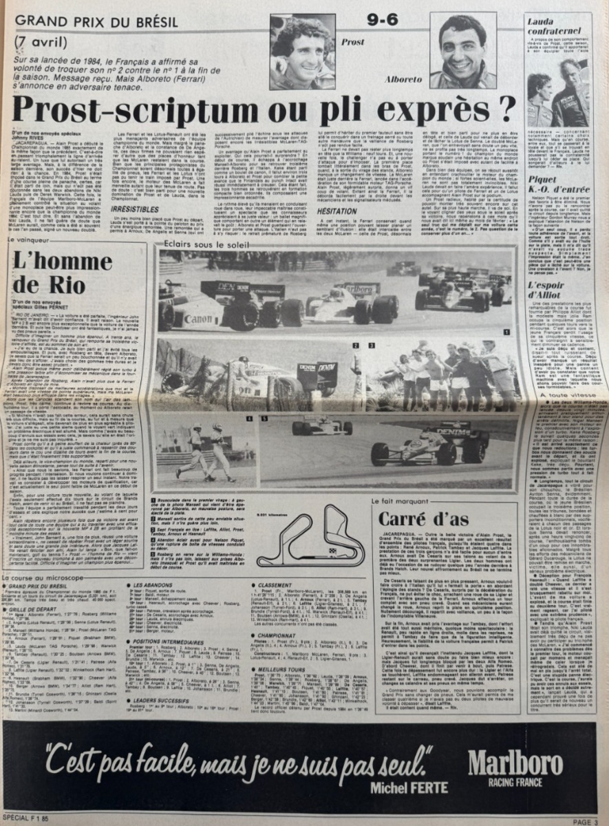 Journal l'équipe octobre 1985  N° hors série - Alain Prost Champion du Monde - Formule 1 - Vue 4 - Journal L'Équipe