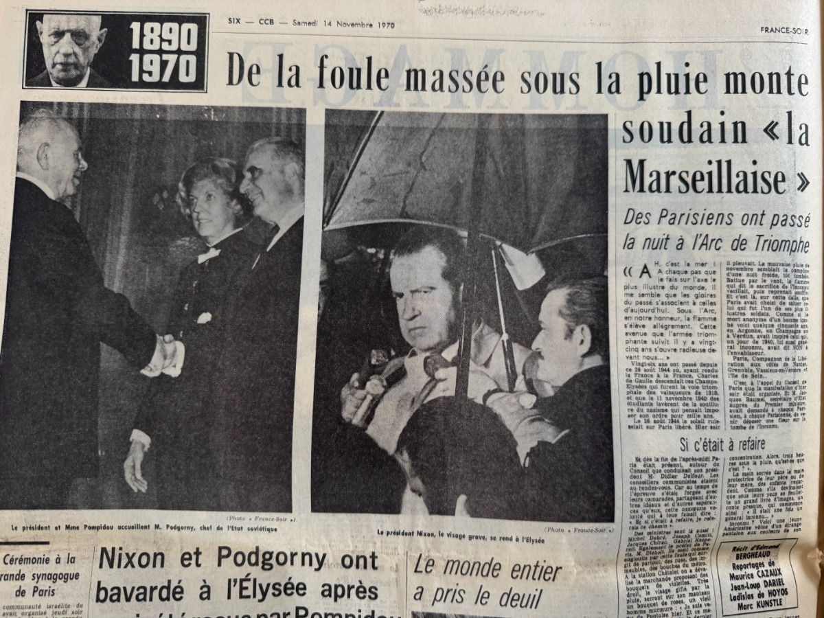 France Soir du 14 novembre 1970 Mort du Général Charles de Gaulle - Vue 4 - Vieux papiers
