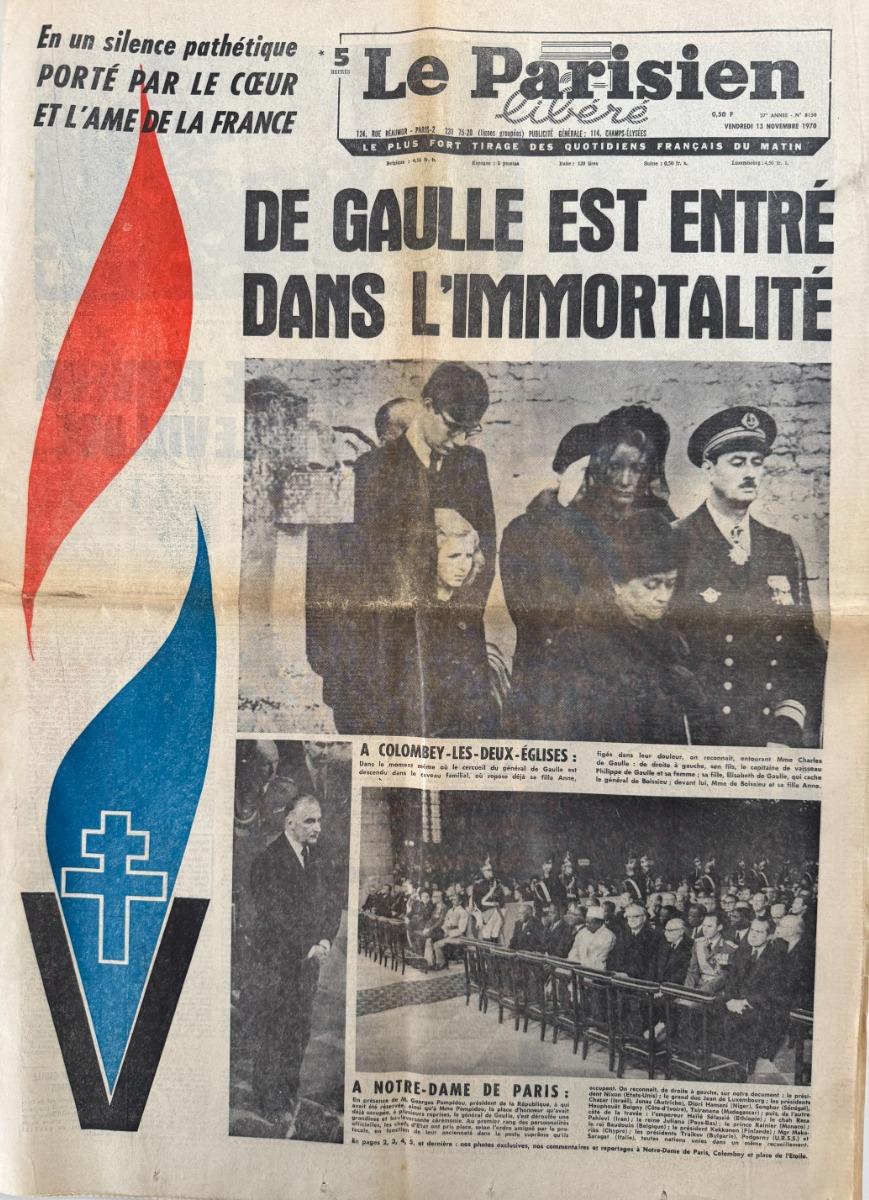 Le Parisien du 13 novembre 1970 Mort du Général Charles de Gaulle - Vieux papiers authentique - Revue Vintage