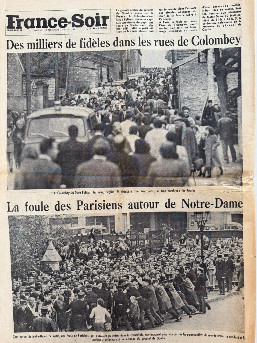 France Soir du 13 novembre 1970 Mort du Général Charles de Gaulle - L'Adieu - Vue 3 - Vieux papiers