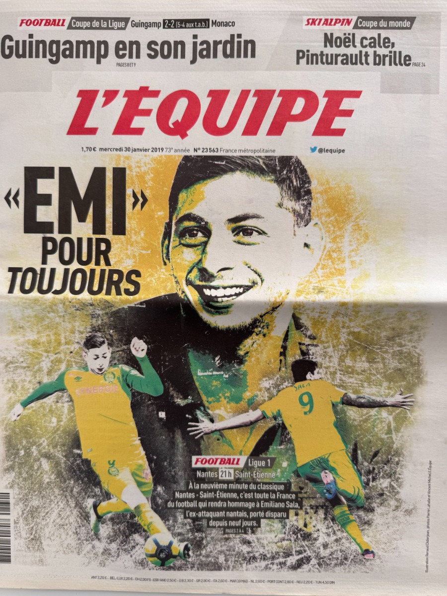Journal l'équipe 30/01/2019 Emiliano Sala - Emi pour toujours - Football - FC Nantes - Journal L'Équipe authentique - Revue Vintage