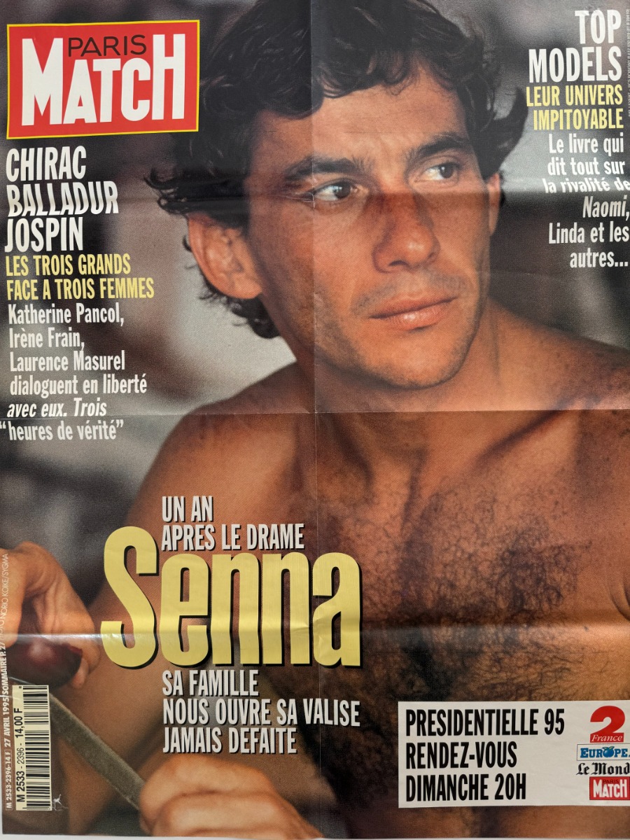 Affiche Ayrton Senna - Un an après - Formule 1 - Autres sports authentique - Revue Vintage