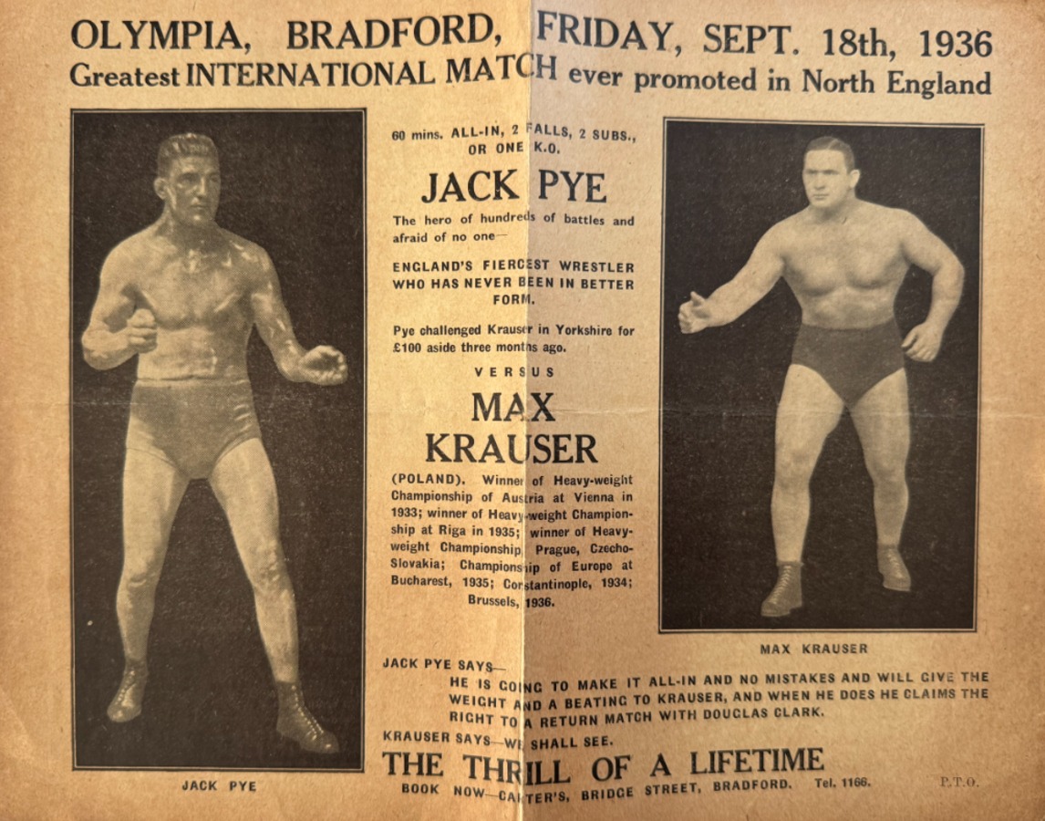 Programme de lutte organisé à Bradford le 18 septembre 1936. - Autres sports authentique - Revue Vintage