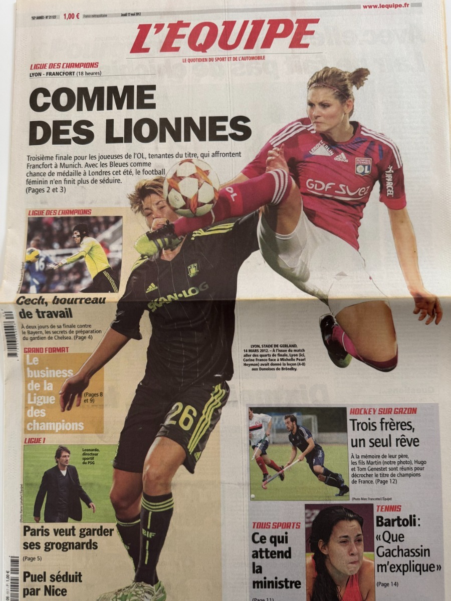 Journal l'équipe 17/05/2012 OL Lyon / Francfort Finale Ligue des Champions - Football - Journal L'Équipe authentique - Revue Vintage