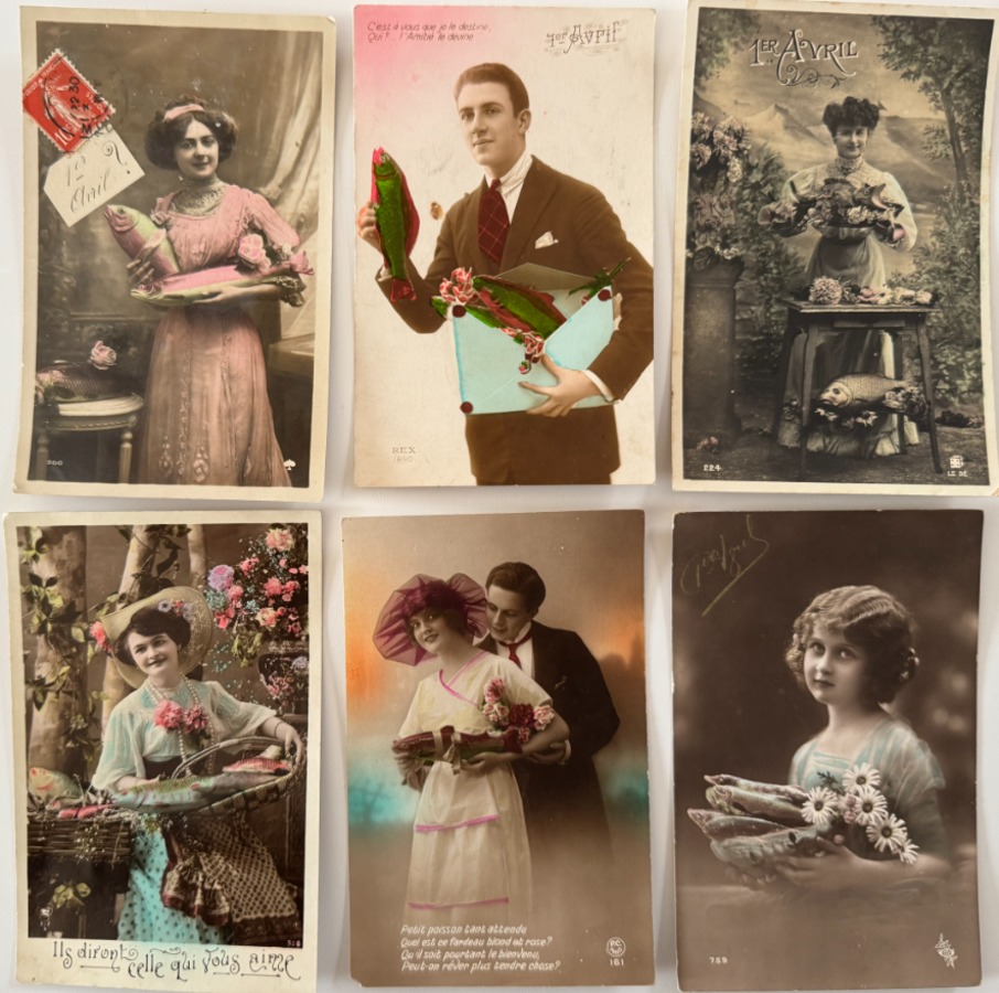 6 cartes anciennes 1er Avril - Autres authentique - Revue Vintage