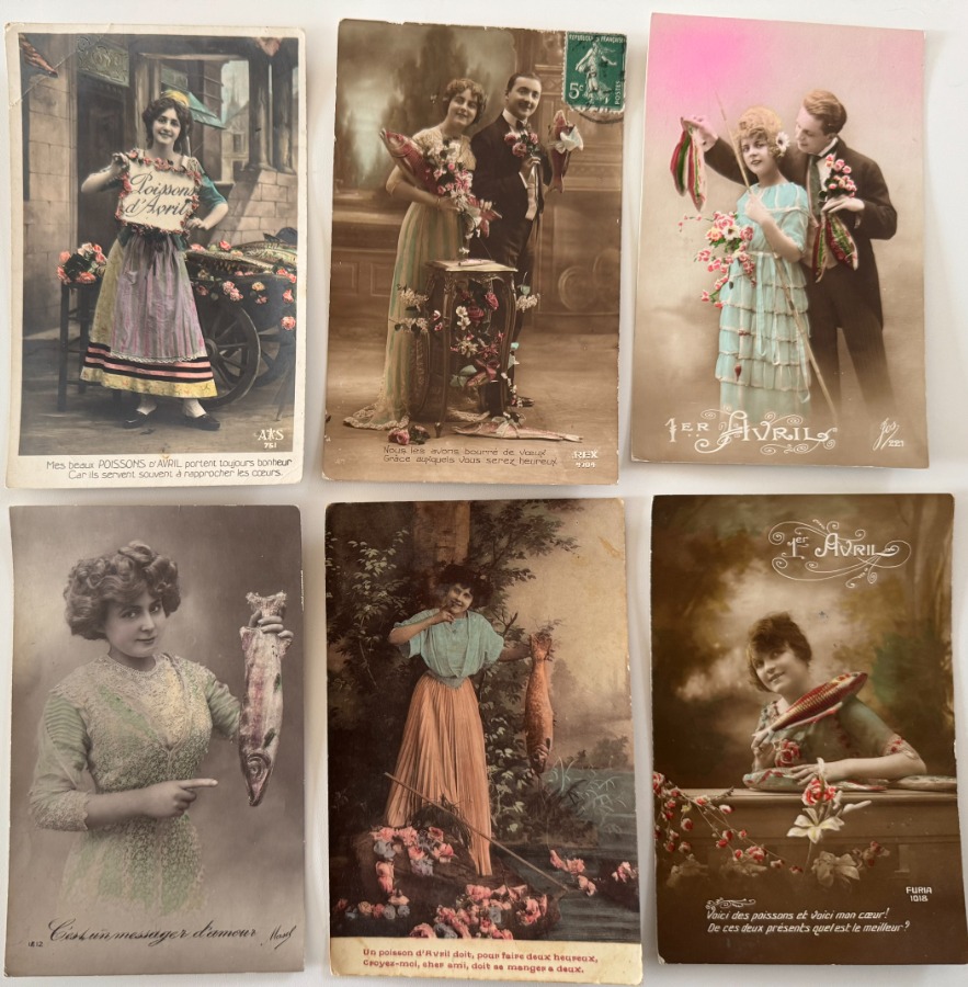 Lot 6 cartes anciennes 1er Avril - Autres authentique - Revue Vintage