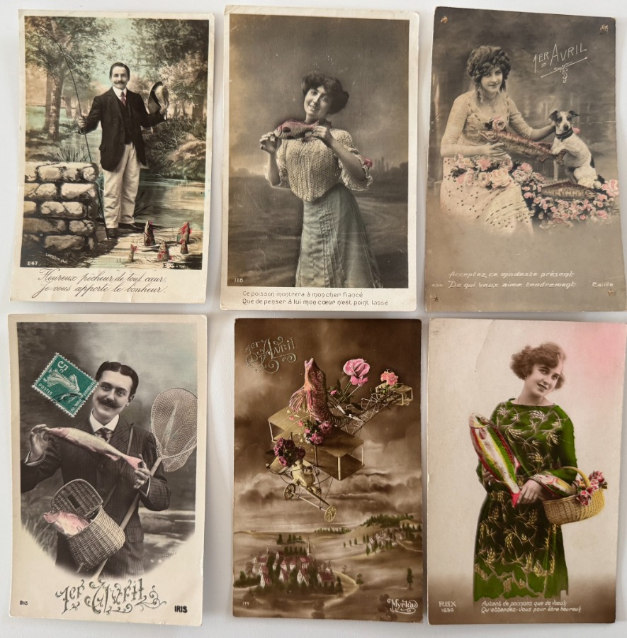 Lot de 6 cartes anciennes 1er Avril - Autres authentique - Revue Vintage