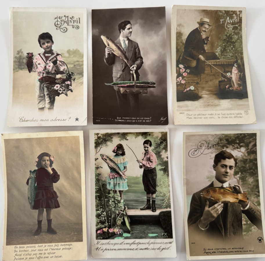 Lot de 6 cartes anciennes 1er Avril début de siècle - Autres authentique - Revue Vintage