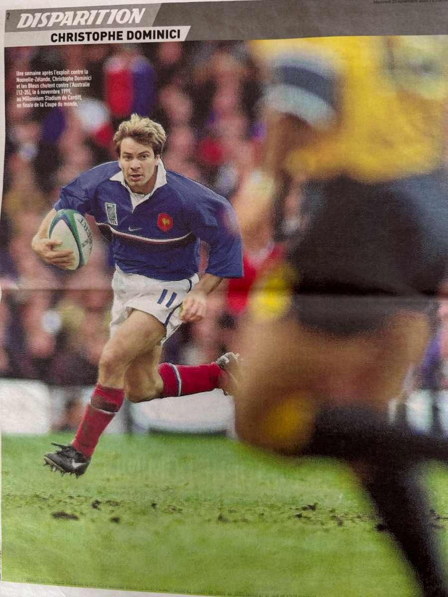 Journal l'équipe 25/11/2020 Christophe Dominici - Hommage - Toulon - Stade Français - Rugby - Vue 3 - Journal L'Équipe