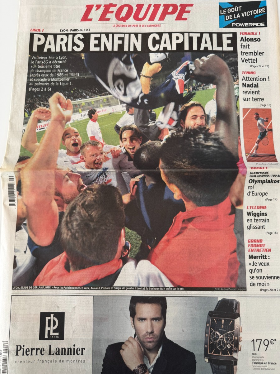 Journal l'équipe 13/05/2013 Paris champion de France - PSG enfin capitale  - Football - Journal L'Équipe authentique - Revue Vintage