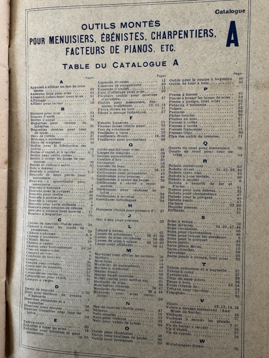 Catalogue fabrique d'outils Quincaillerie - Menuiserie - Charrons - Vue 8 - Divers